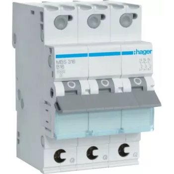 Hager MBS316 B-tüüpi 3P 3-mooduliline kaitselüliti (MBS316)