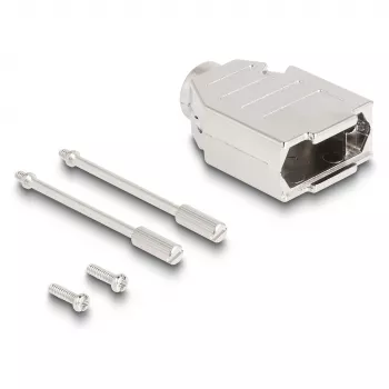 Kaabli kaitseümbris DELOCK D-Sub Housing 9 kontaktiga (isas-/emaspistik) hõbedane plastik, 31×46×16 mm