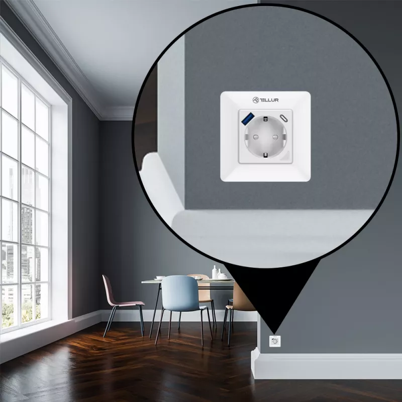 Tellur TLL331531 nutikas WiFi seinapistik — 3600 W, 16 A, WiFi-kaugjuhtimine
