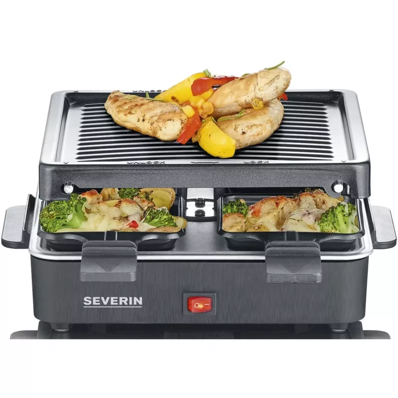 Severin Mini Raclette Grill 4 väikese mittenakkuva panniga 600 W
