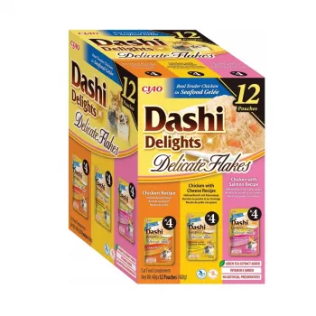 Märg kassitoit INABA Dashi Delights Delicate flakes Kana segu, 12 x 40 g, 86% niiskus, 12% valku, teravilja- ja gluteenivaba