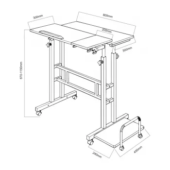 Macleani mobiilne sülearvutilaud, valge, 80x60cm, maks 50kg, reg. kõrgus 67-115cm, MC-124 W