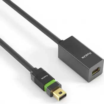 PureLink - MiniDP Verlängerung - Ultimate Serie - 1,00m - schwarz PureLink® - Ultimate Serie. MiniDP Verlängerung mit 24 kt. vergoldeten Präzisions-St