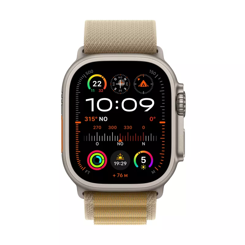 Apple Watch Ultra 2 GPS + Cellular 49mm naturaalne titaanümbrisega tan Alpine Band - Medium (MX4F3FD/A)