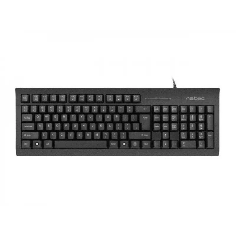 Juhtmega täissuuruses klaviatuur NATEC MORAY Kodu/Kontor USB QWERTY US International Must, 104 klahvi, numbriklahvistik