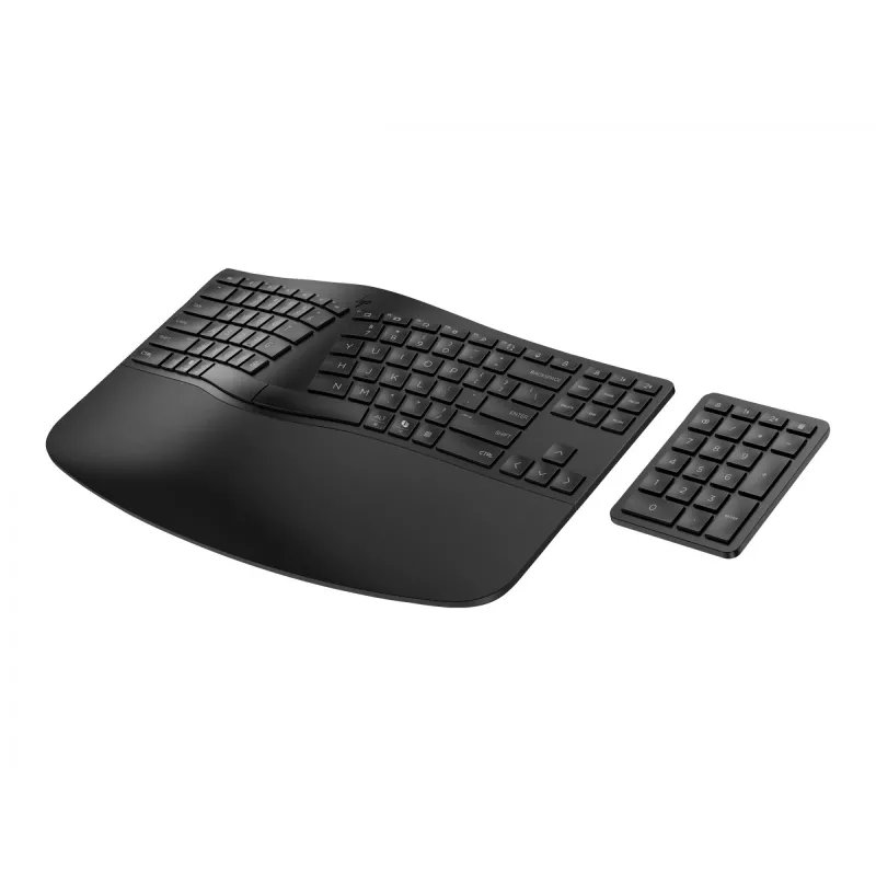 HP 960 Ergonoomiline juhtmevaba klaviatuur, täissuuruses (100%), juhtmevaba, RF-juhtmevaba + Bluetooth, membraan, must
