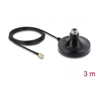 Antenni magnetiline alus DELOCK ULA100 — 1×N pesa 1×RP‑SMA pistikule, 3 m kaabel, välitingimustesse, must
