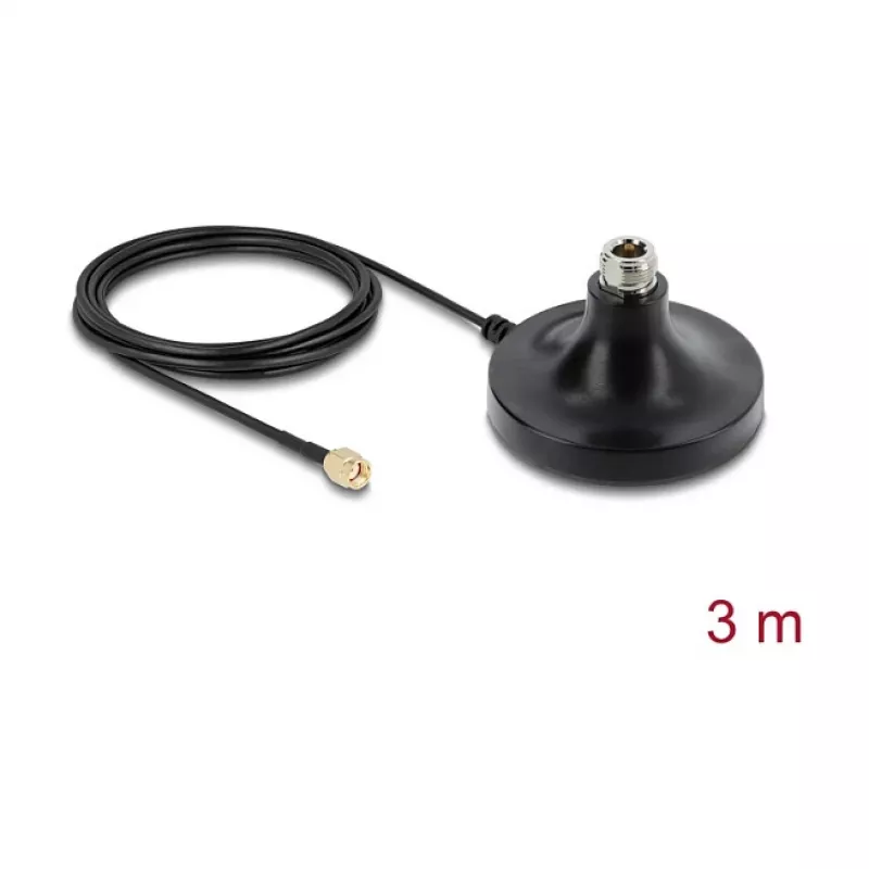Antenni magnetiline alus DELOCK ULA100 — 1×N pesa 1×RP‑SMA pistikule, 3 m kaabel, välitingimustesse, must