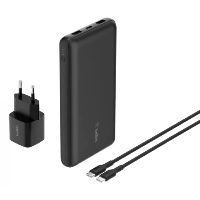 Belkin BoostCharge - Powerbank + Toiteadapter - 20000 mAh - PD - 3 väljundporti (24-pin USB-C, 2 x USB)