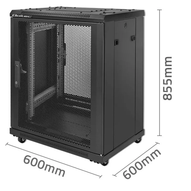 19-tolline rack-kapp QOLTEC 54519 15U — võrgu-/serverikapp, 15U kõrgus, 19-tolline paigaldus