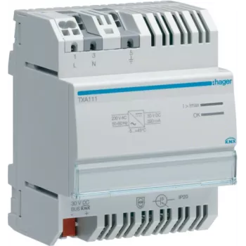 Toitetrafo Hager TXA111, 230 V AC sisend, 30 V DC väljund, 0,32 A, hall