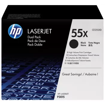 HP 55X 2-pack suure tootlikkusega must originaal LaserJet toonerikassetid