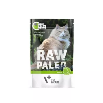 Märg kassitoit VETEXPERT RAW PALEO Adult Venison 100 g — teraviljavaba ühe portsjoni kotike