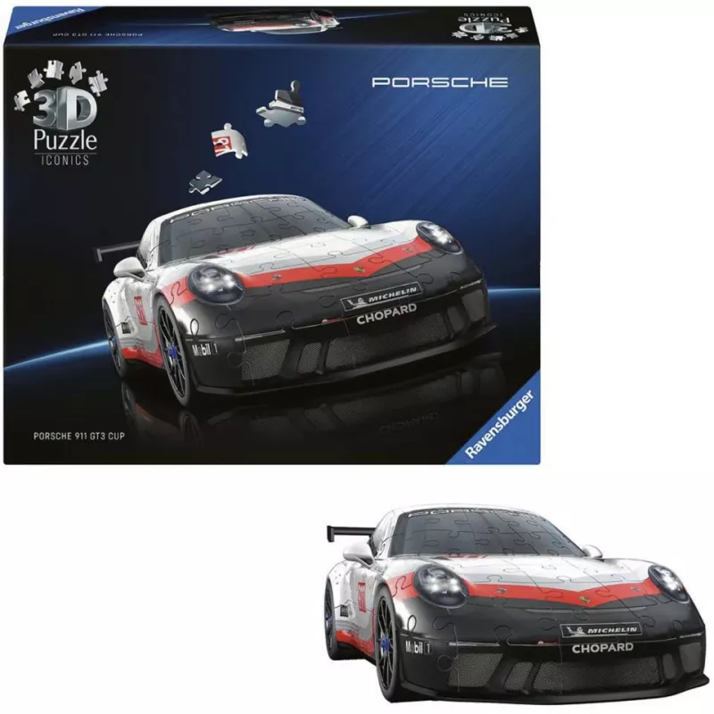 3D puzzle Ravensburger Iconics Porsche 911 GT3 Cup – mudelikoopia komplekt
