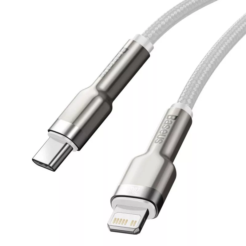 USB-C–Lightningi kaabel Baseus Cafule 1 m, 20 W, tsinkkestaga, valge