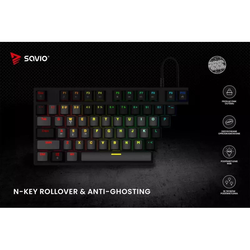 Savio mehaaniline klaviatuur RGB Tempest X2 Outemu Brown