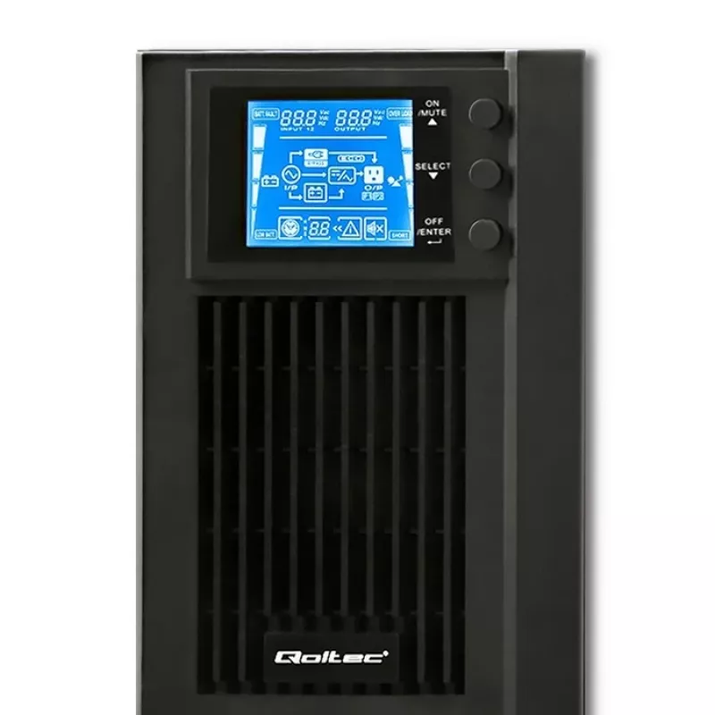 Qoltec 53042 katkematu toiteallikas (UPS) topeltmuundusega (Online) 1 kVA 800 W 2 vahelduvvoolu pistikupesa