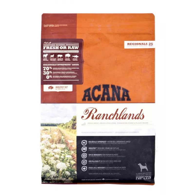 ACANA Highest Protein Ranchlands Dog - kuiv koeratoit - 2 kg