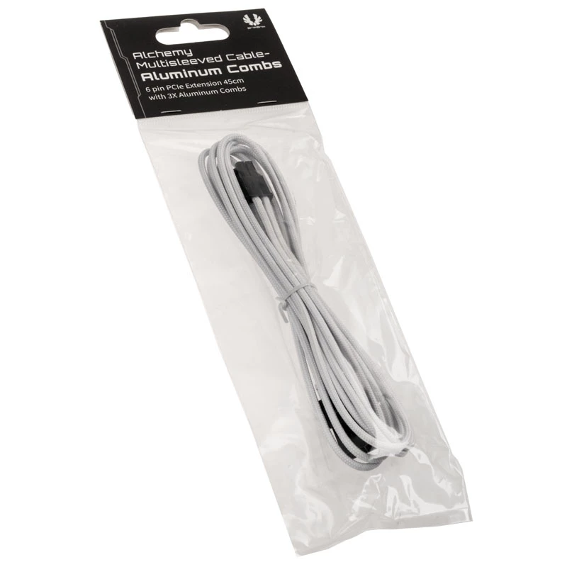 PCIe 6-kontaktiline pikenduskaabel BITFENIX Alchemy 45 cm valge ümbrisega