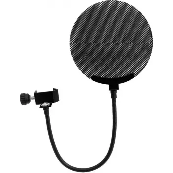 Mikrofoni popfilter Omnitronic mudel 60006250 metallist must, ümmargune võrk-tuulekaitse