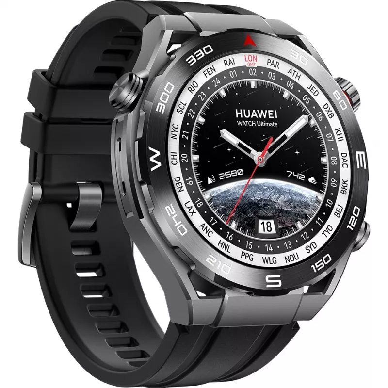 Huawei Watch Ultimate – nutikell rihmaga – hüdrogeenitud nitriilkummi (HNBR) – randme suurus: 140–210 mm – Ekraan 3,8 cm (1,5) – NFC, Bluetooth