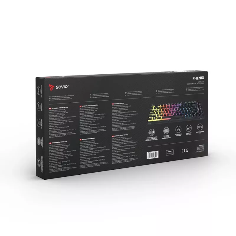 Mänguriklaviatuur Savio SAVGK-PHENIX RED PUDDING mehaaniline RGB juhtmevaba