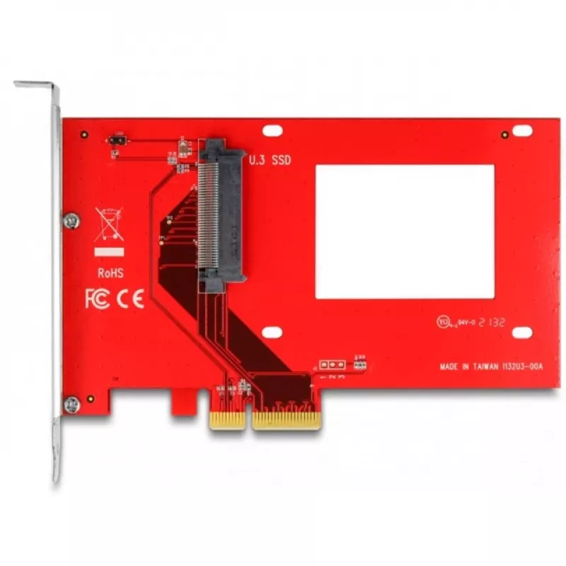 DeLOCK PCI Express x4 kaart 1 sisemisele U.3-le punane hõbedane