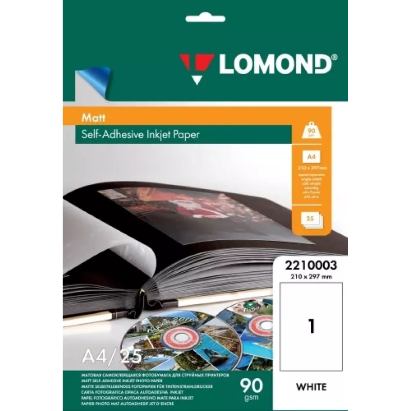 Lomond isekleepuv tindiprinteri fotopaber matt A4 25 lehte