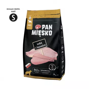 Pan Miesko Türgi ja faasaniga kuiv koeratoit S 9 kg — täiskasvanud väikestele koertele, üksikloomne valk, täisväärtuslik sööt