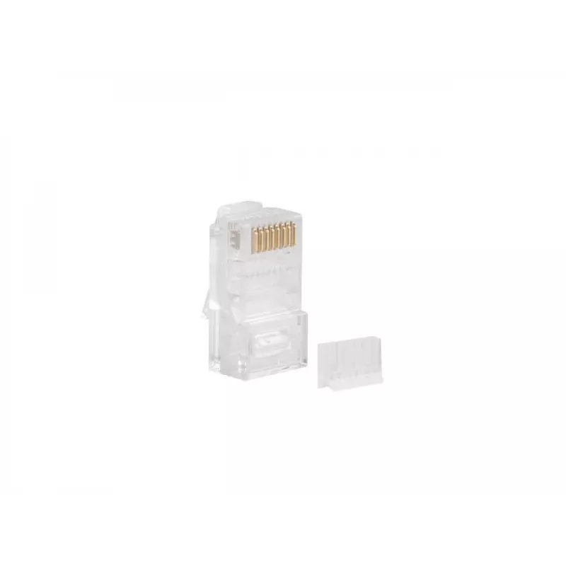 LANBERG RJ-45 juhtmepistik PLU-6000 Cat6 U/UTP kaablitele, läbipaistev/valge, 100 tk pakend
