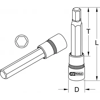 Padrunipeade komplekt KS Tools 911.1325 1/2-tollise ajamiga, meeterkeermega, 2,2 cm läbimõõt