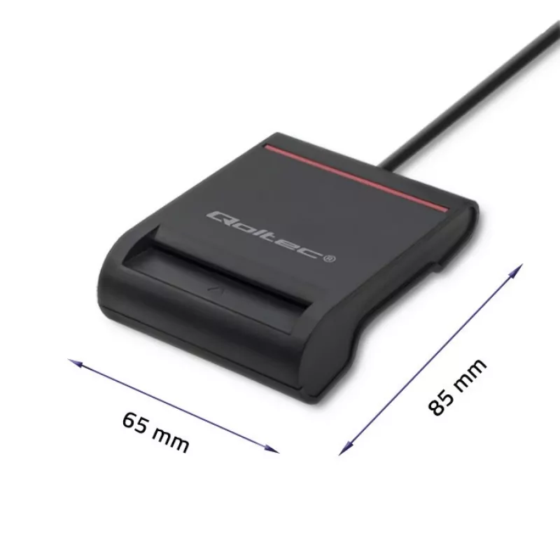ID-kaardi lugeja QOLTEC Smart chip ID-kaardi skanner — USB, must, 84,5×65×16 mm, 63 g