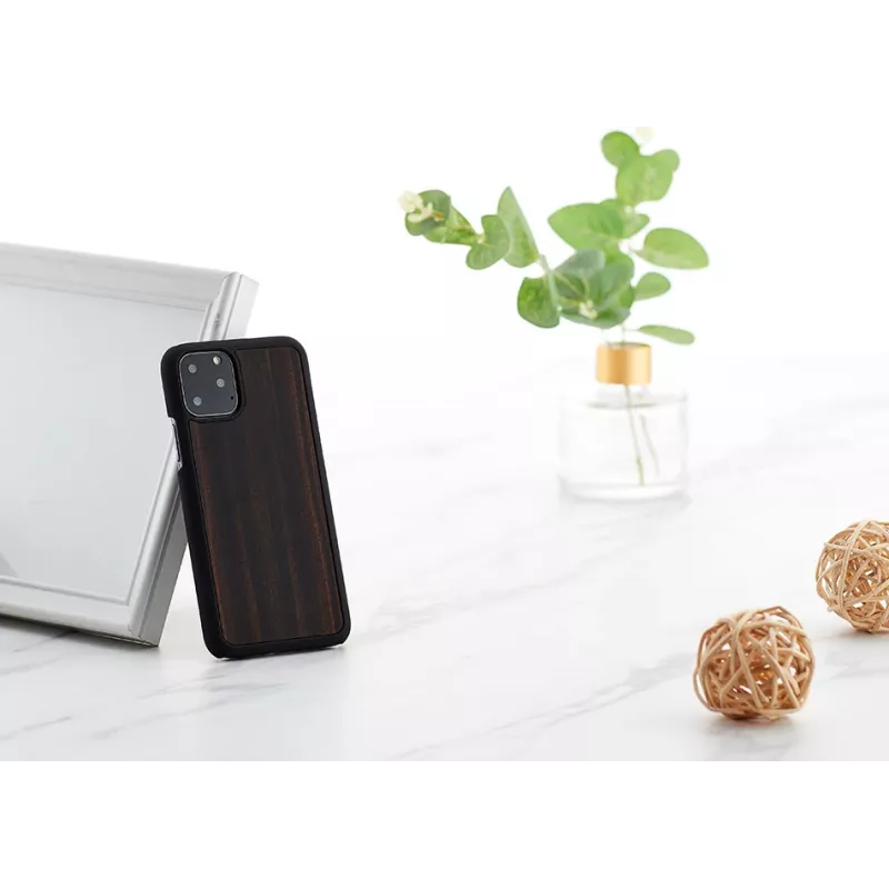 Man and wood telefonikesta iPhone 11 Pro jaoks — eebenpuidust must, tugev kaitsev tagakaas