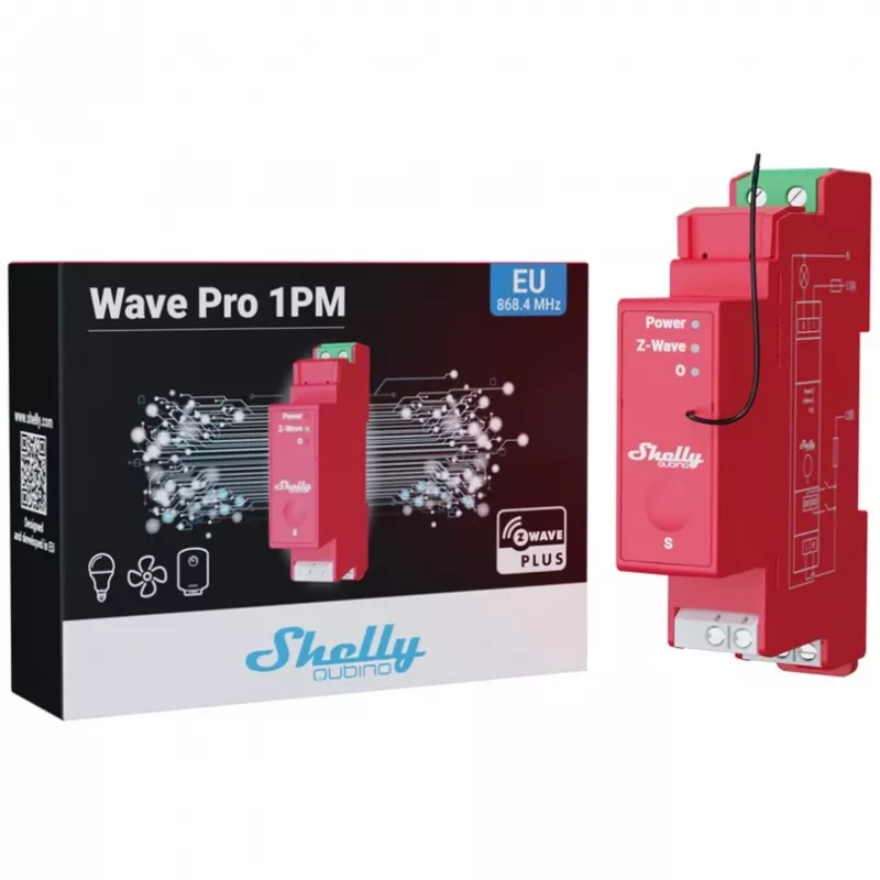Pooljuhtrelee Shelly Qubino Wave PRO 1PM Punane 16A 110-240V