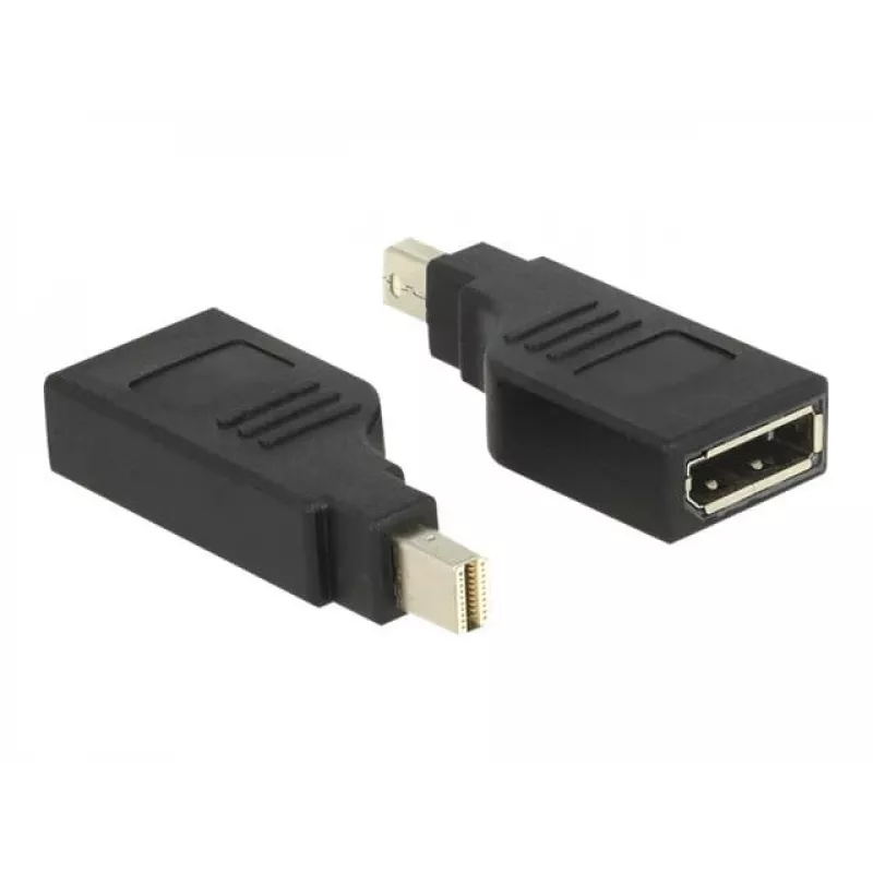 Delock adapter mini DisplayPort 1,2 isane > DisplayPort emane 4K 90° pööratud - DisplayPort-adapter - Mini DisplayPort (M) nurga all DisplayPort (W) nurga all - Must (65626)