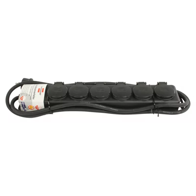pikendusjuhe IP44 6 pesaga must 2 m H07RN-F 3G1,5 (1159970)