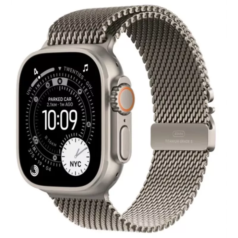 Nutikell Apple Watch Ultra 3 GPS + Cellular 49mm naturaalne titaankorpus naturaalse titaan Milano lingiga — 64 GB, OLED, 422 × 514, veekindel kuni 100 m, suur