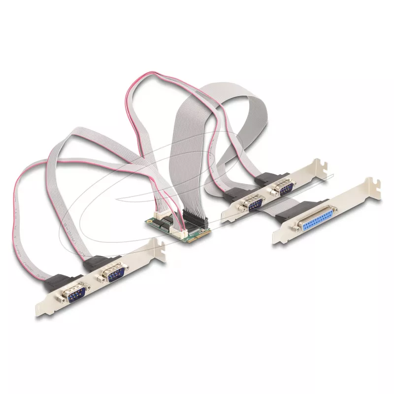 Sisemine Mini PCIe liidese adapter DELOCK 95279 — jada host, Mini PCIe väljund, RS-232 tugi, 460,8 Kbit/s, FIFO 256 B, 30×51×10 mm