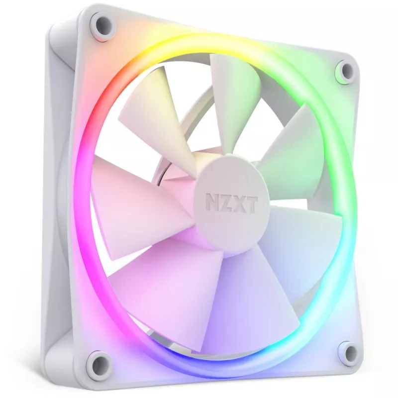 NZXT korpuse ventilaator F120 RGB 120 mm valge, 4-kontaktiline, 1800 p/min, 50,18 CFM, 18 LED-iga
