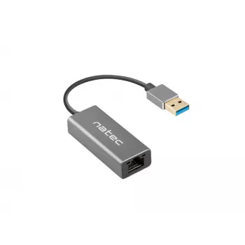 USB jaotur NATEC Cricket USB 3.2 Gen 1 Type-A RJ-45 Ethernetiga 1000 Mbit/s, alumiiniumkorpus, must