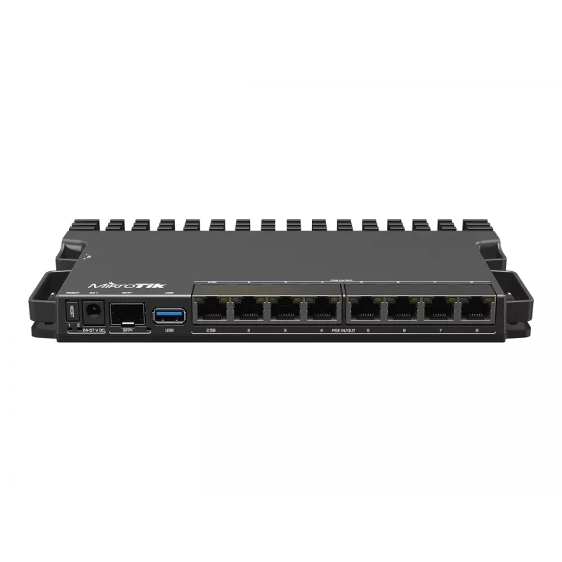 Juhtmega ruuter MikroTik RB5009UPR+S+IN — 8x RJ-45 PoE porti, 2,5GbE, SFP+ pesa, RouterOS