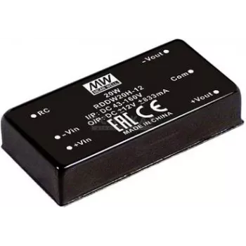 Toiteadapter/muundur MEAN WELL RDDW20H-12, 20 W, sisend 43–160 V, väljund 12 V, RoHS