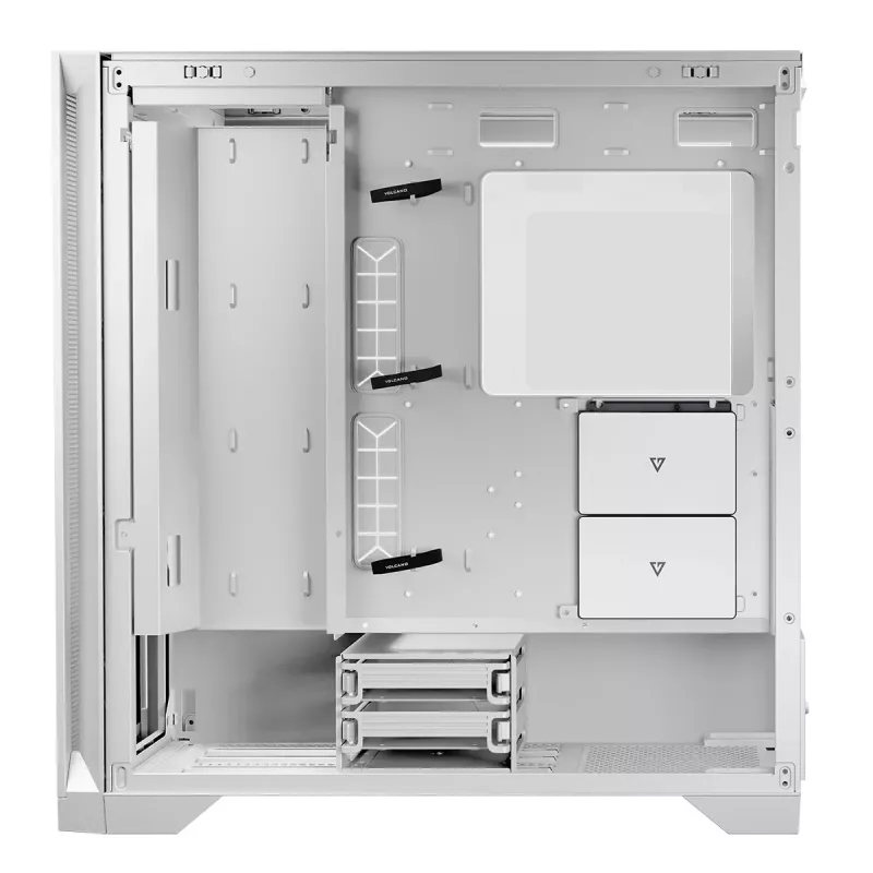 PC-korpus MODECOM VOLCANO EXPANSE S MIDI Tower — valge, microATX, karastatud klaas, USB-C, toetab GPU-d 430 mm