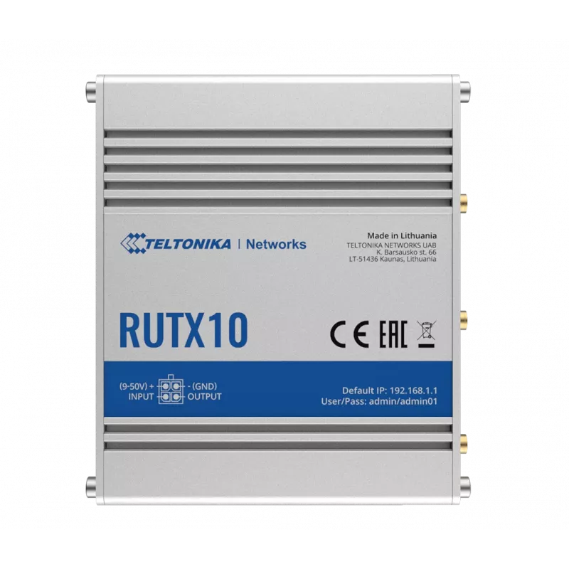 Teltonika RUTX10 traadita ruuter Gigabit Ethernet kaheribaline (2,4 GHz / 5 GHz) Valge