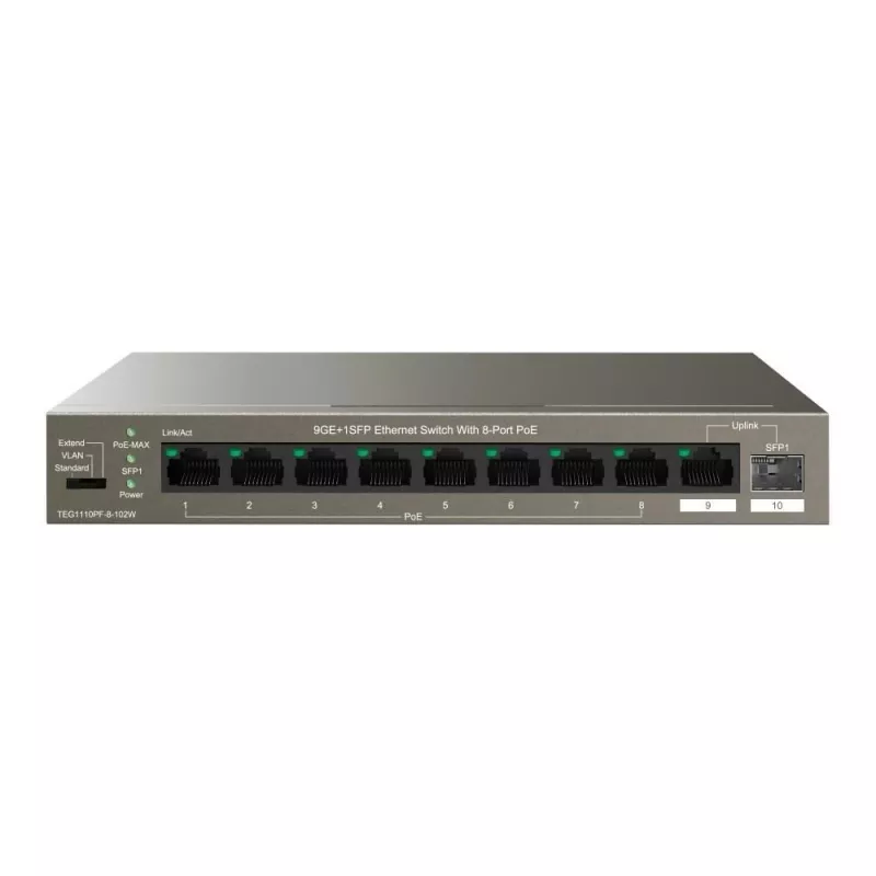 Haldamata võrgulüliti Tenda TEG1110PF-8-120W Gigabit Ethernet PoE 9 porti