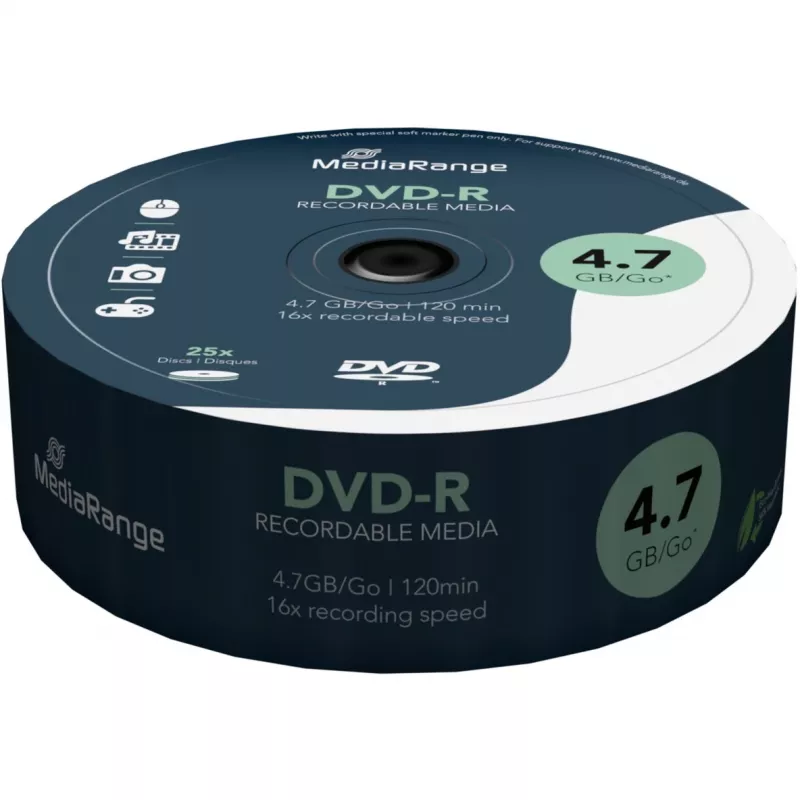 MediaRange - 25 x DVD-R - 4,7 GB (120 min) 16x - spindel (MR403)