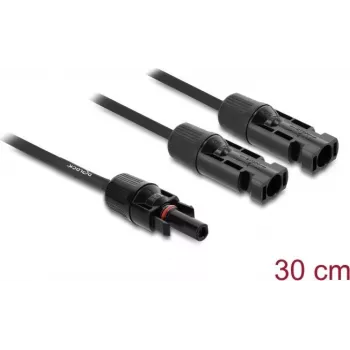 DELOCK päikesepaneeli jaoturkaabel 2x pistik 1x pesa 30 cm must (mudel 89298)