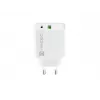 Sisetingimustes vahelduvvoolu kiirlaadija NATEC RIBERA 12V 20W USB-C PD 3.0 + USB-A Samsung AFC valge