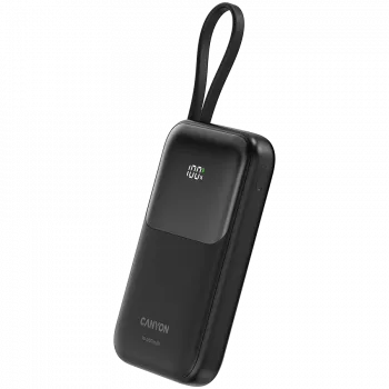 CANYON OnPower 101 sisseehitatud kaabliga 10000 mAh PD22.5W must