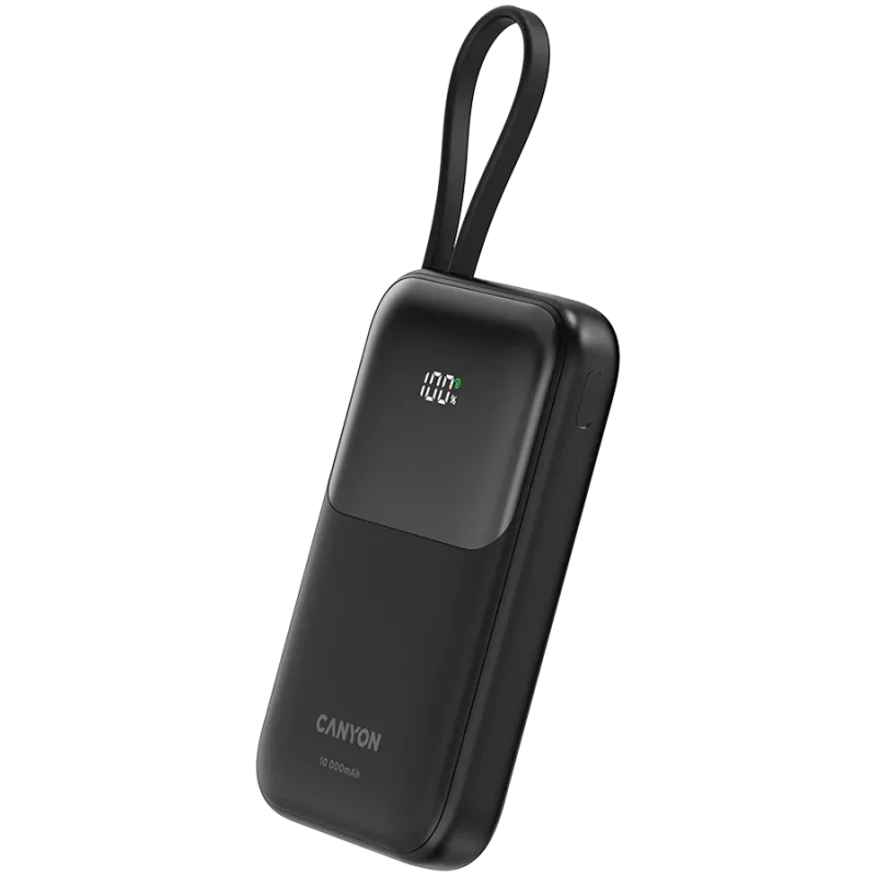 CANYON OnPower 101 sisseehitatud kaabliga 10000 mAh PD22.5W must